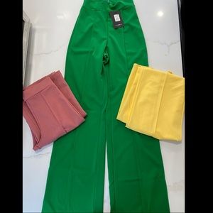 Fashion nova dress pants 3 pairs yellow, green and mauve price is for all 3
